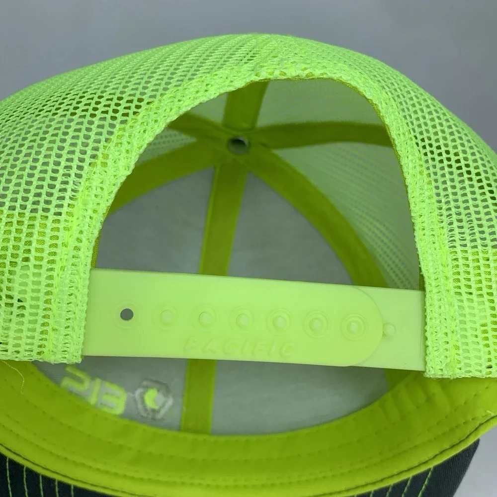 EIS Energy Inspection Services Hat Gray Yellow Mesh Pacific Snapback Trucker Cap